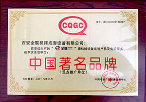 刨床-中國著名名牌證書